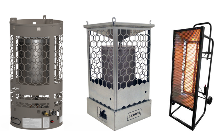 L.B. White Sun Blast (LP and NG) Portable Radiant Gas Heaters for Industrial and Construction Sites